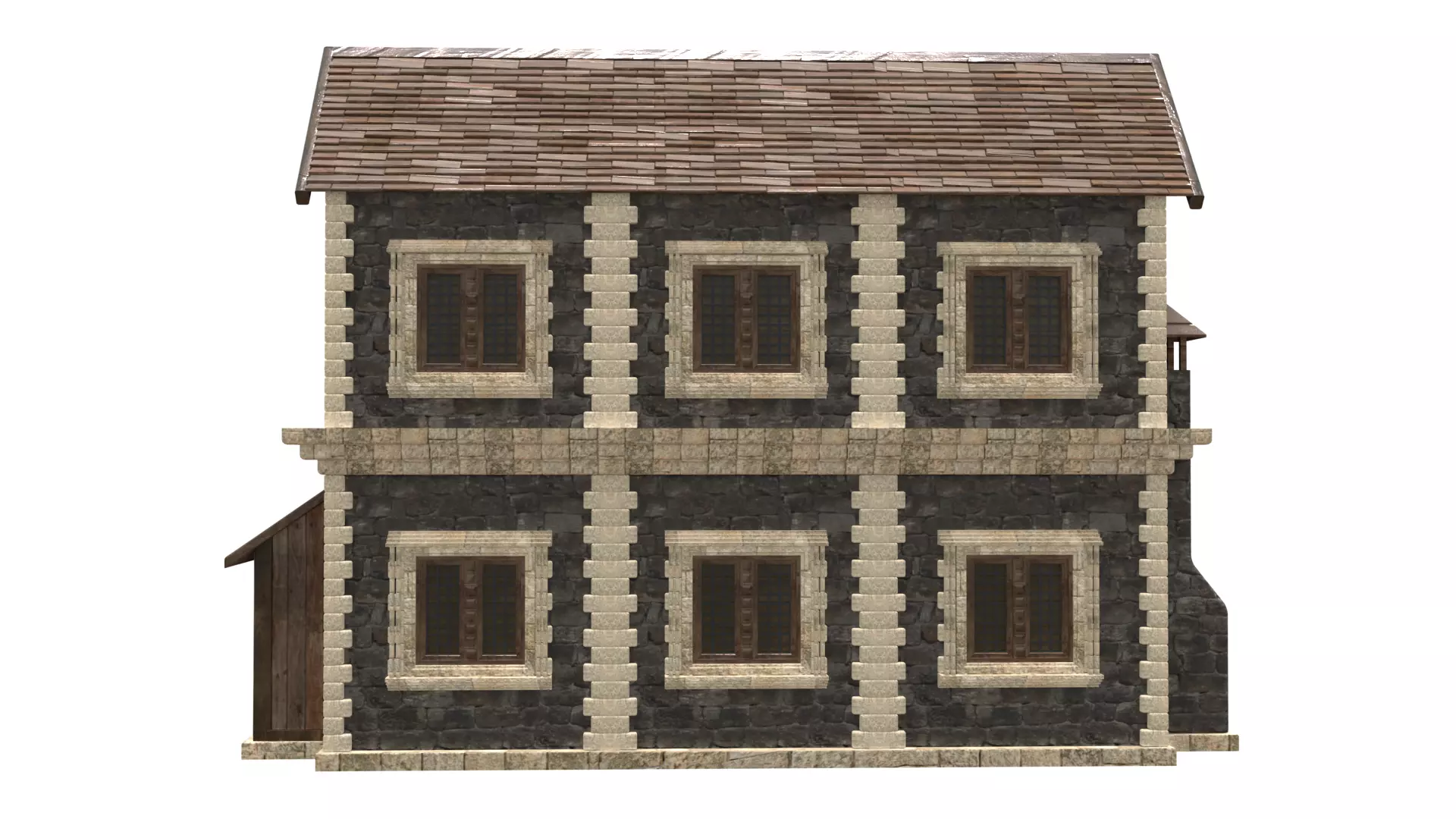 medieval house low poly city town residential house  10 3D model_5