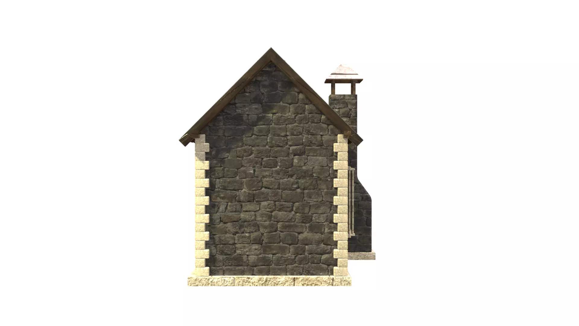 medieval house low poly city town residential house 3D model_4