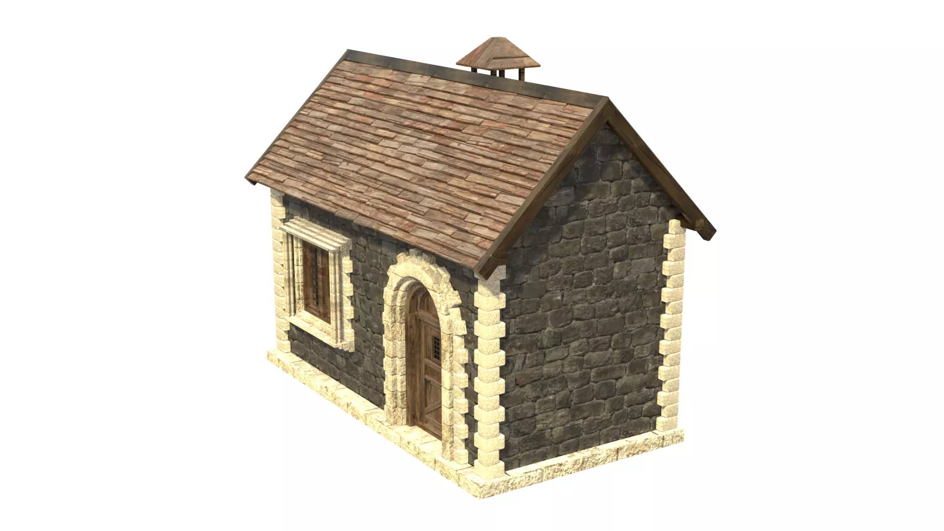 medieval house low poly city town residential house 3D model_3