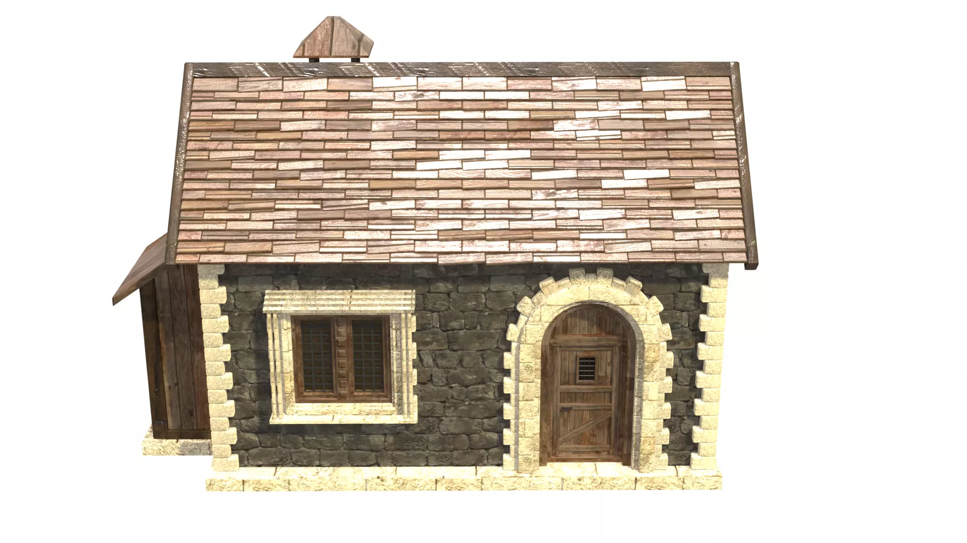 medieval house low poly city town residential house 3D model_2