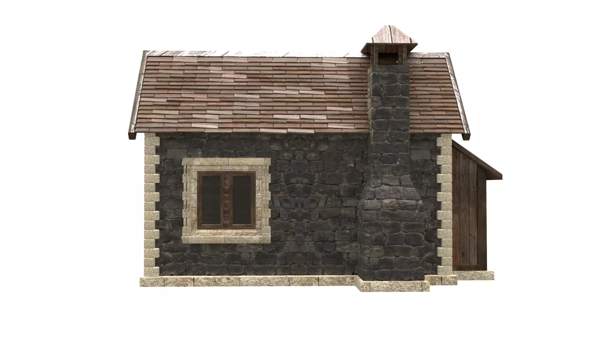 medieval house low poly city town residential house 3D model_6