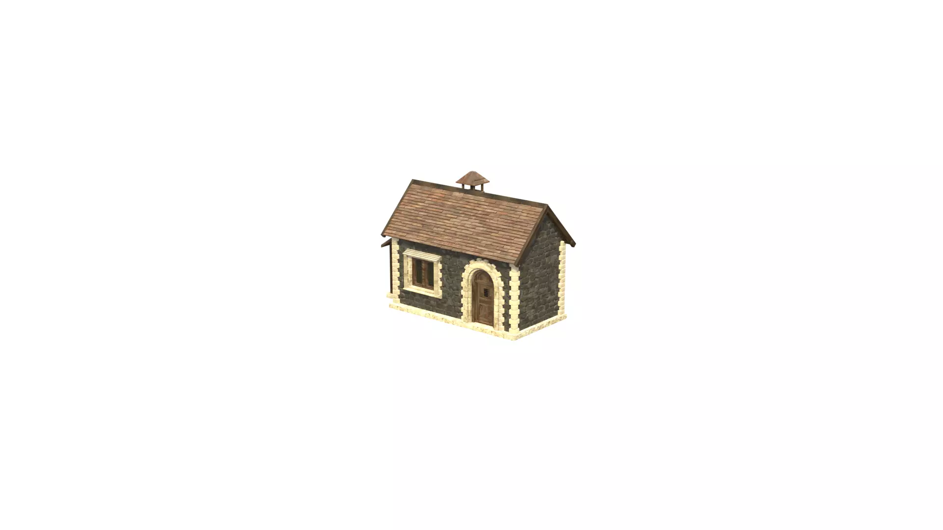 medieval house low poly city town residential house 3D model_9