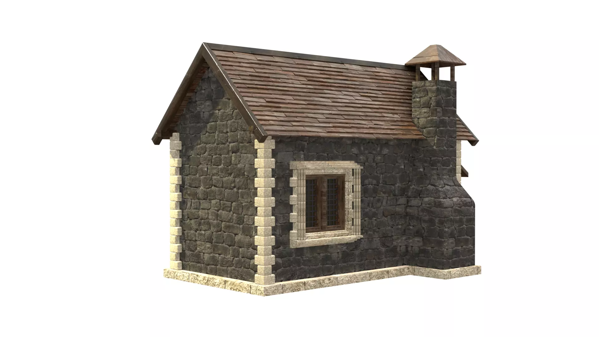 medieval house low poly city town residential house 3D model_5