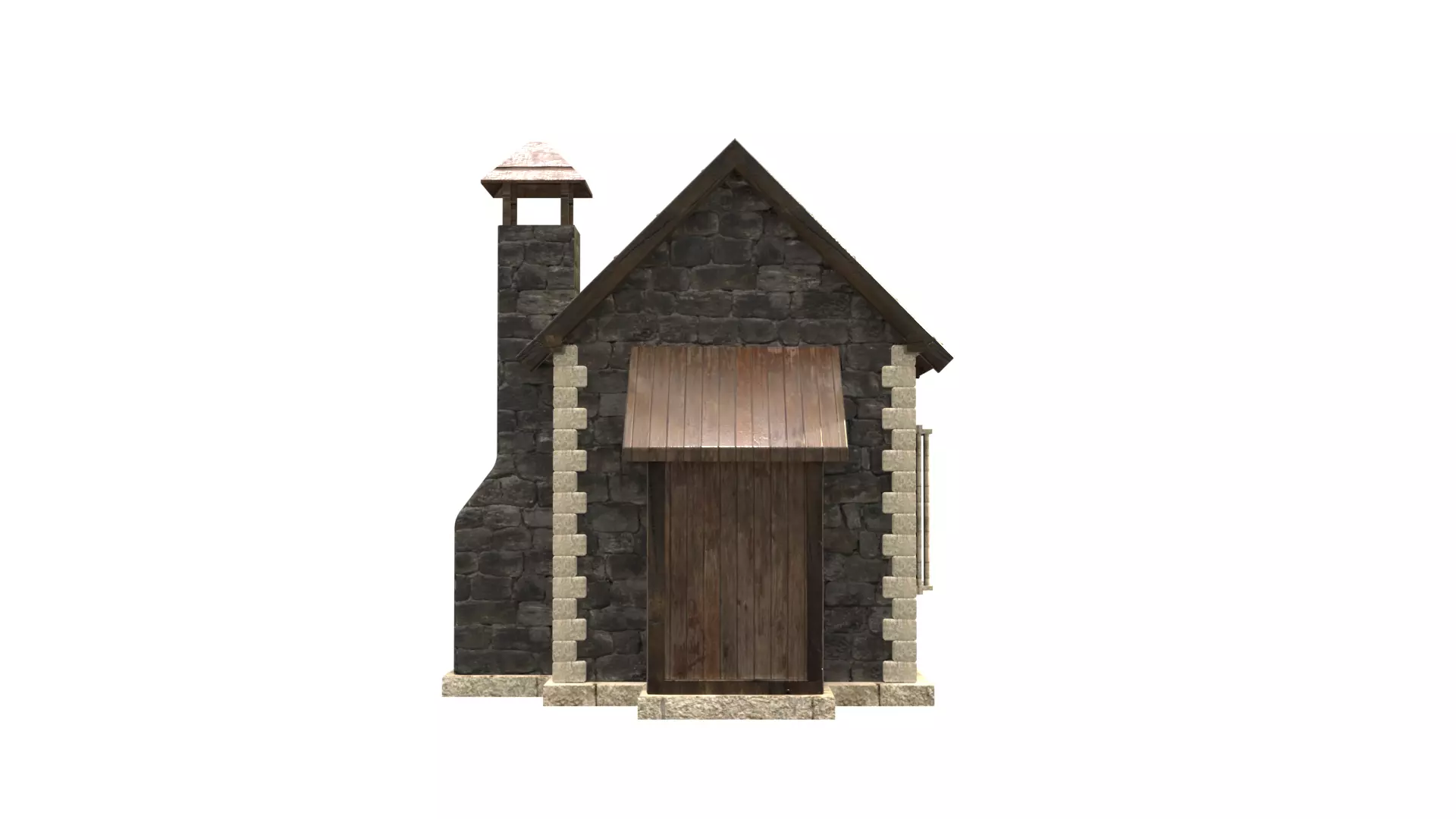 medieval house low poly city town residential house 3D model_8