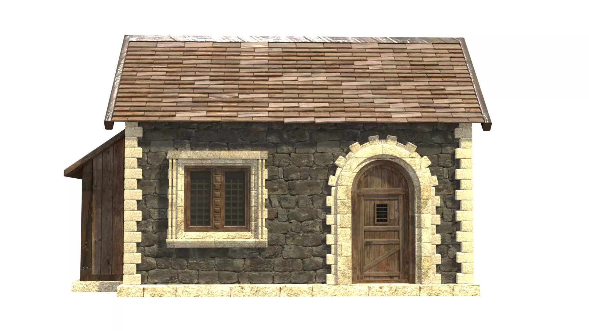medieval house low poly city town residential house 3D model_1