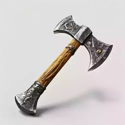 Realistic Fantasy Doubleheaded Axe Low-poly 3D model