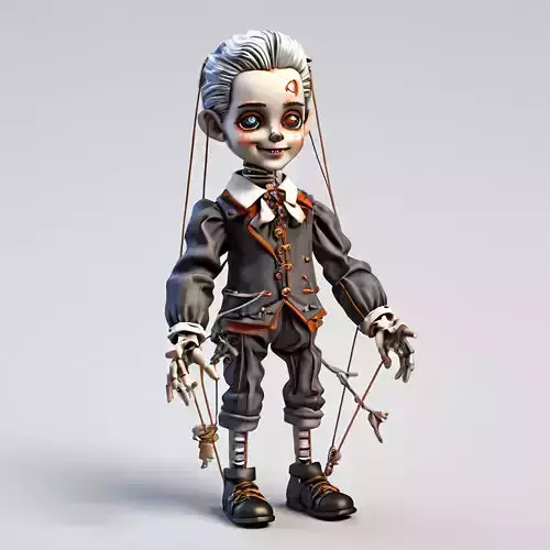 Stylized Marionette Puppet 3D Model Low-poly 3D model