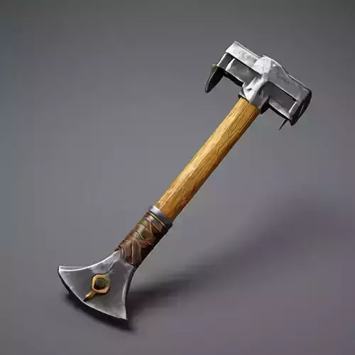 Stylized Fantasy Hammer Axe 3D Model
