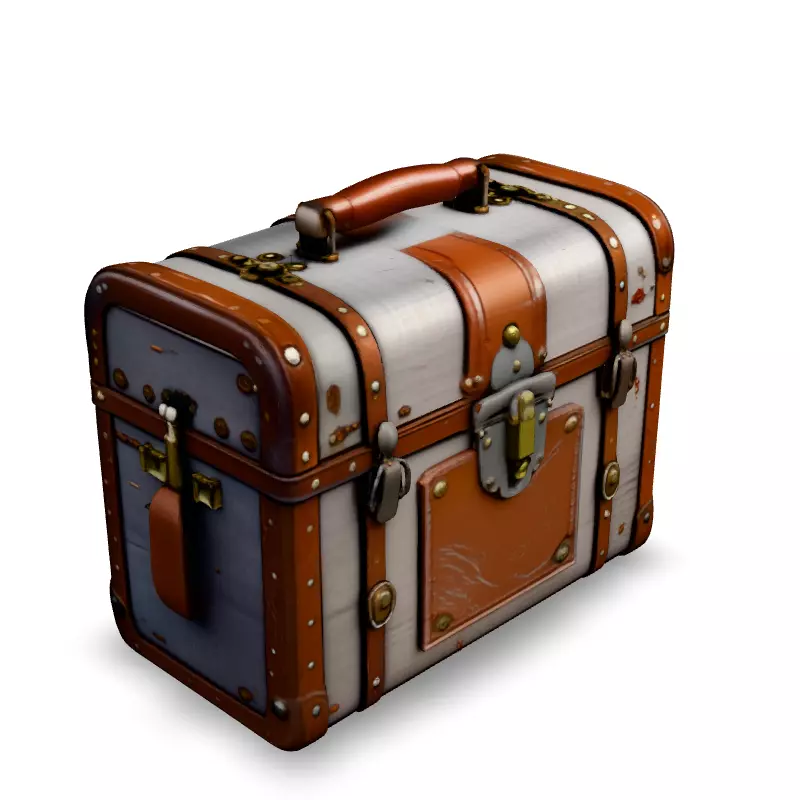 Vintage Travel Trunk 3D Model Low-poly 3D model_2