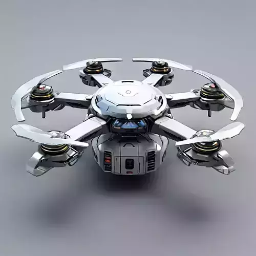 SciFi Hexacopter Drone Game Asset Low-poly 3D model