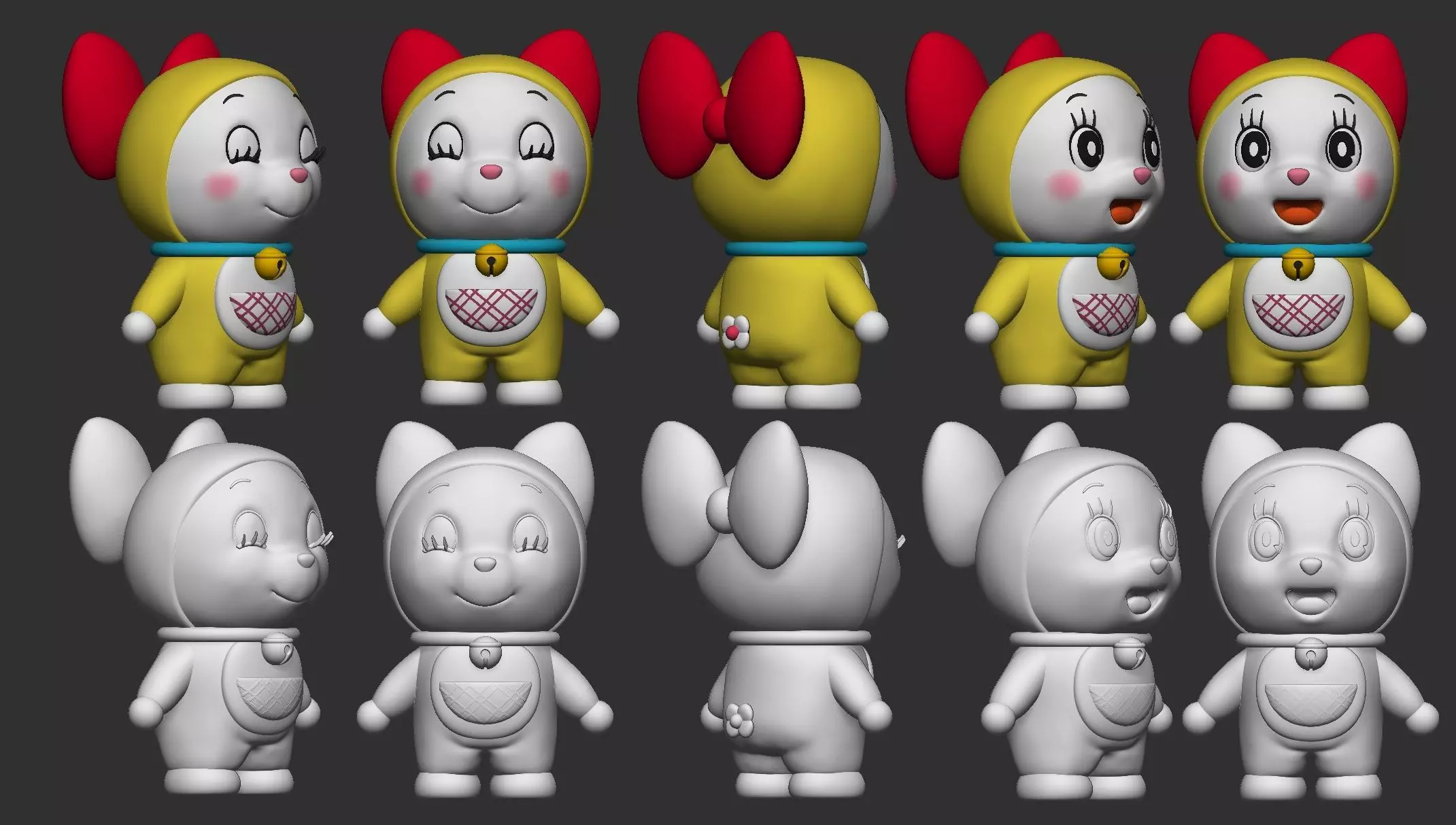 Dorami  Two Emoji  MULTIPARTS AND 3MF  3D print model_7