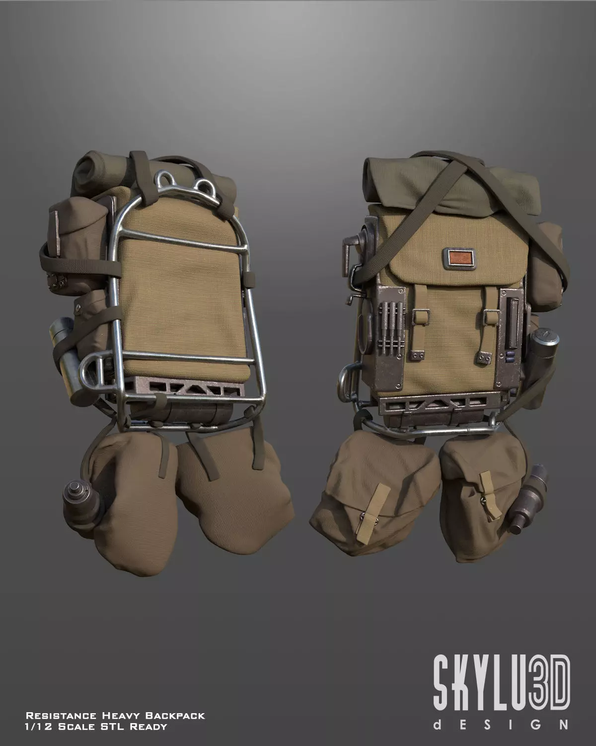 Resistance Heavy Backpack One12 Scale Custom STL Files 3D print model_0