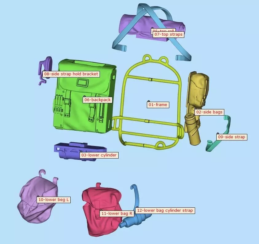 Resistance Heavy Backpack One12 Scale Custom STL Files 3D print model_1