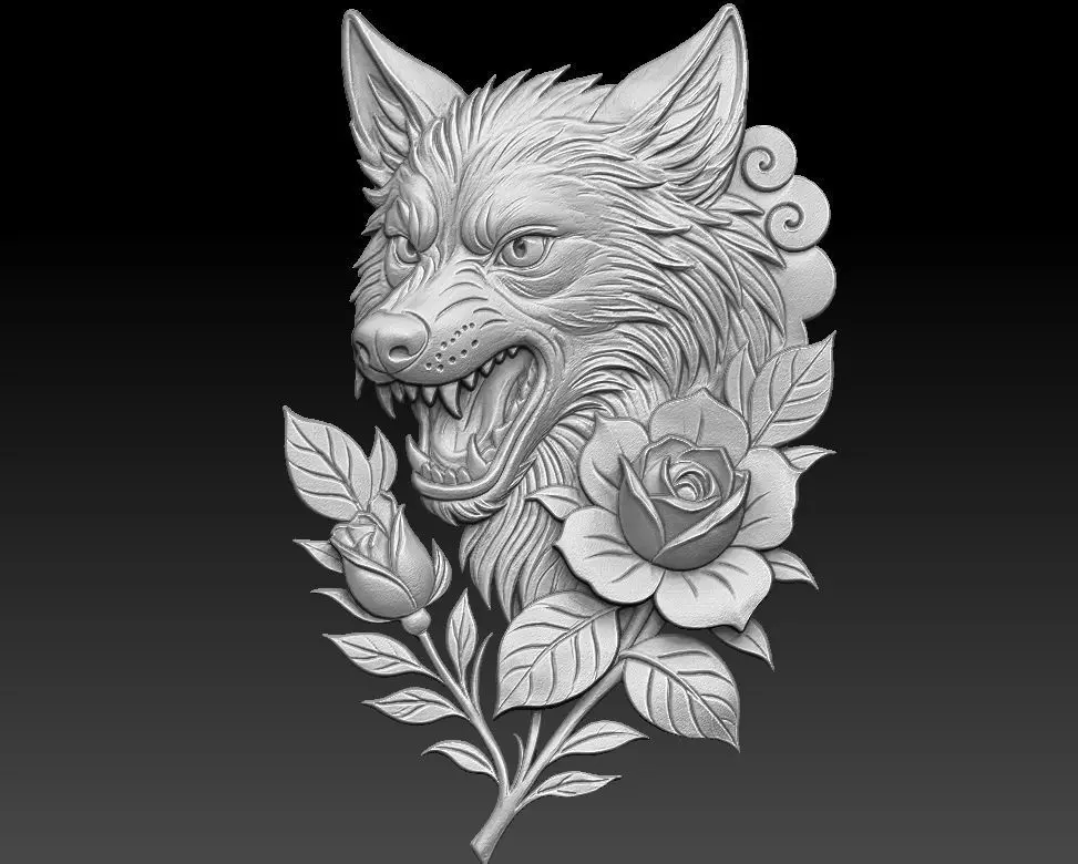Wolf Relief 3D print model