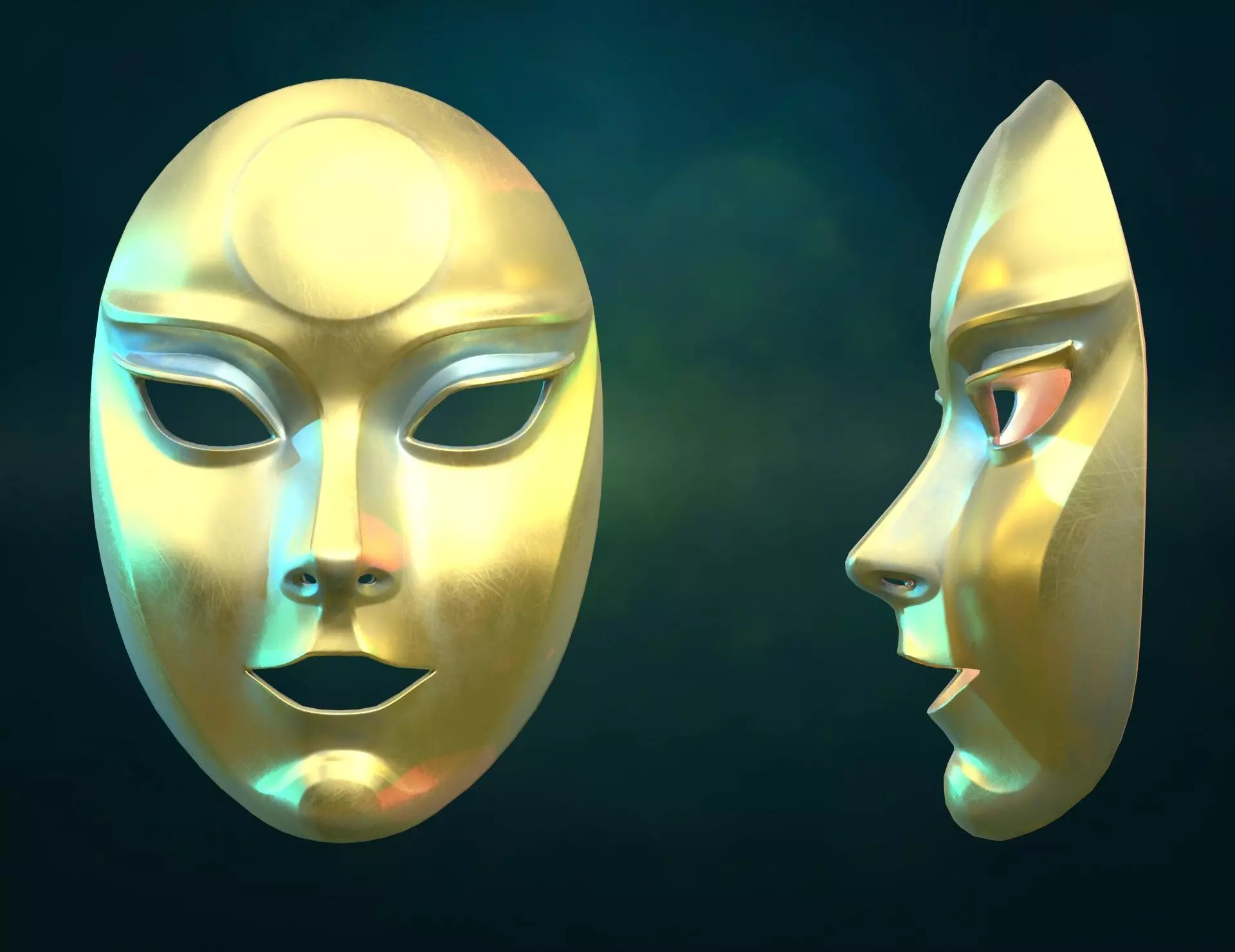 Female woman Mask PBR Low-poly 3D model_8