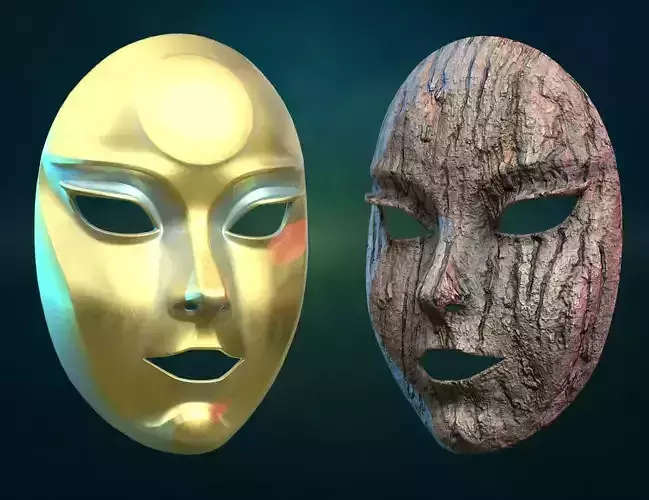 Female woman Mask PBR Low-poly 3D model Female woman Mask PBR Low-poly 3D model
