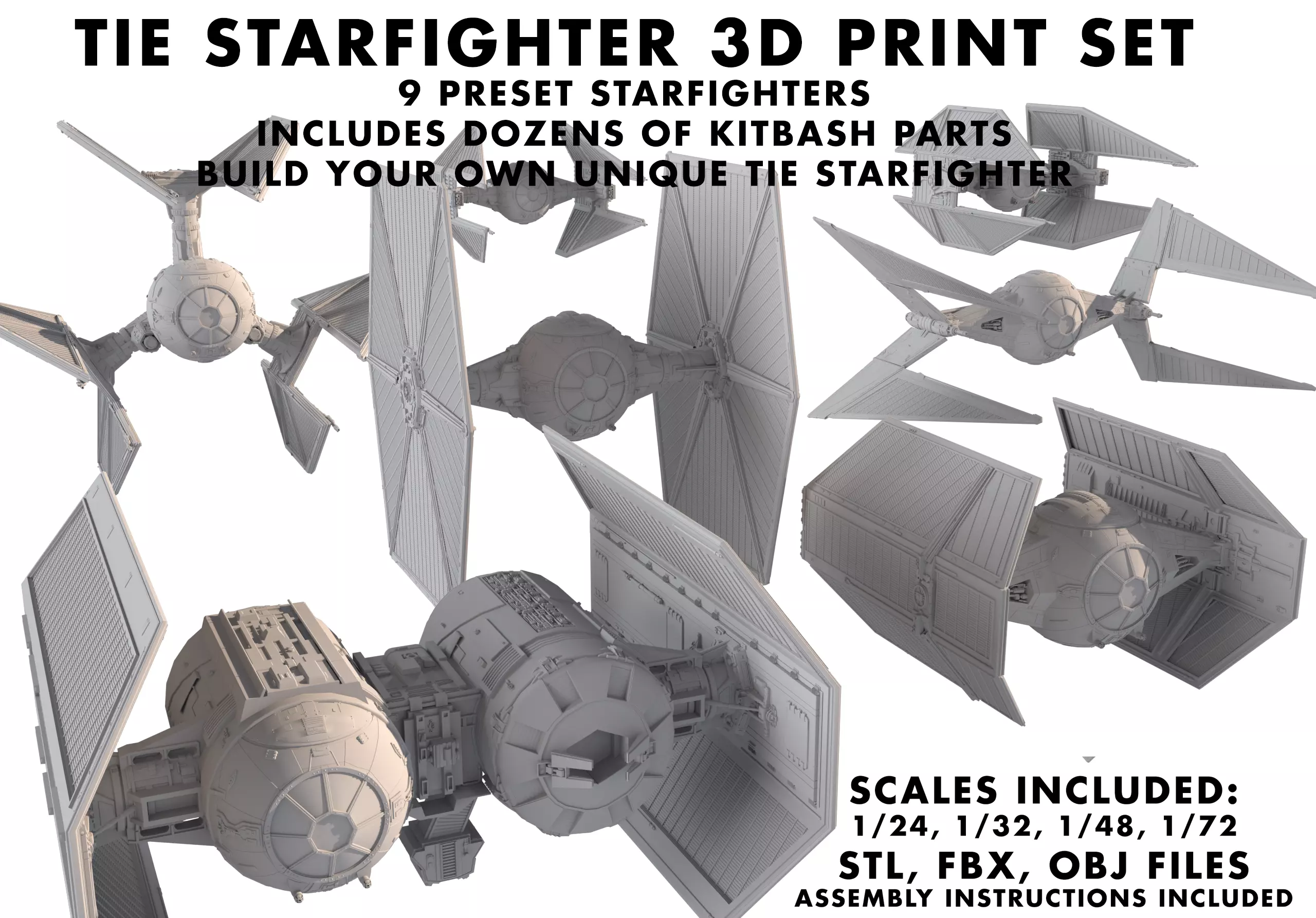 TIE Starfighter Kit Bash Set - 3D Print 3D print model_0