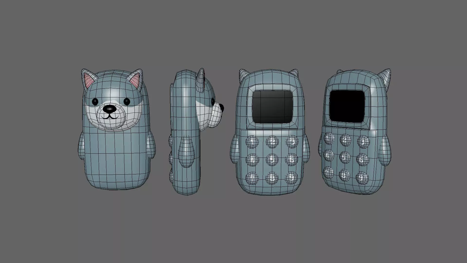 Wolf Phone Toy Low-poly 3D model_6