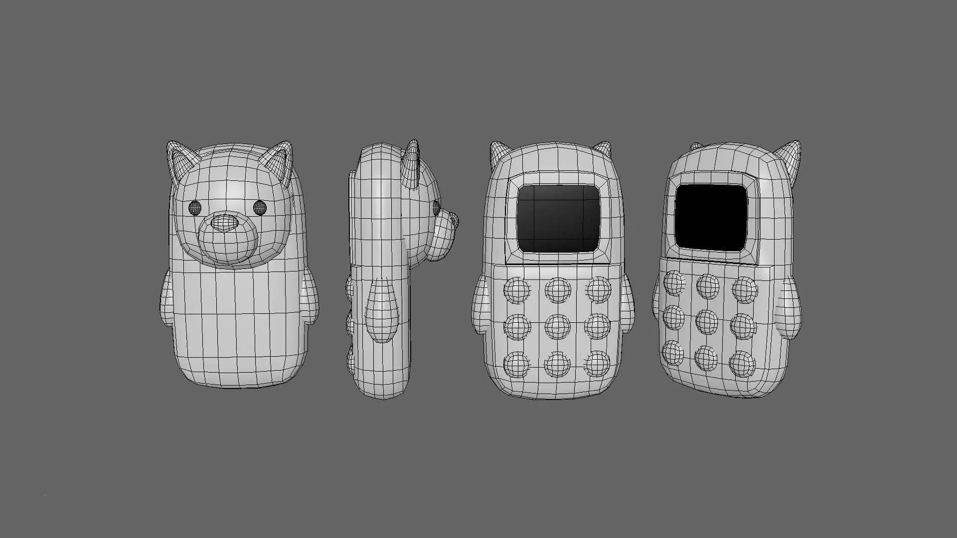Wolf Phone Toy Low-poly 3D model_5