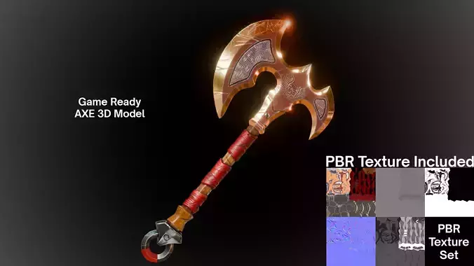 Ancient Battle Axe - Game Ready 3D Melee weapon model