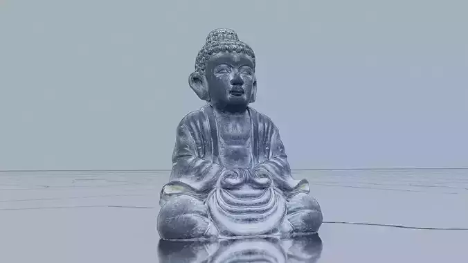 Aged Buddha statue Low-poly 3D model