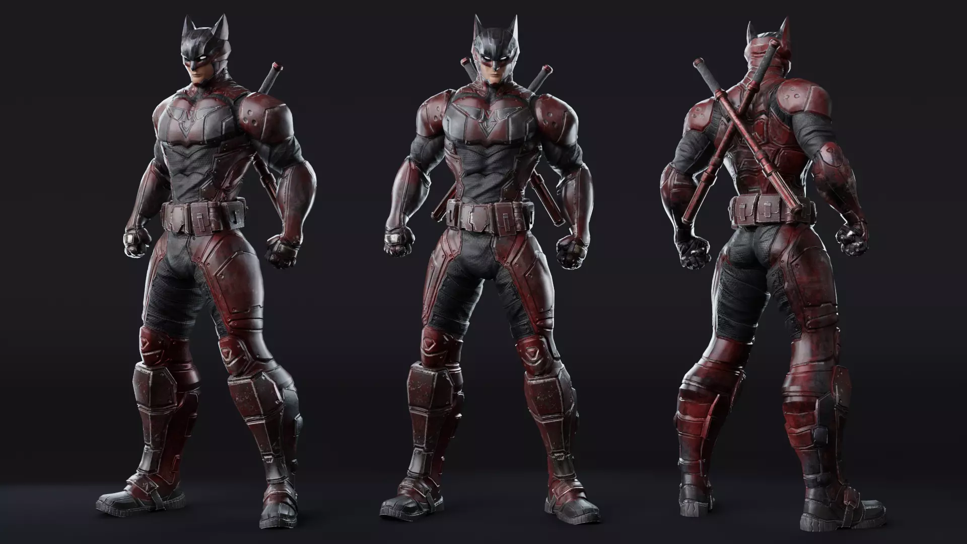 Male Superhero Game Character - Howlman Low-poly 3D model_11