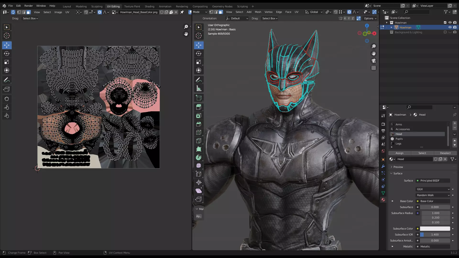 Male Superhero Game Character - Howlman Low-poly 3D model_25