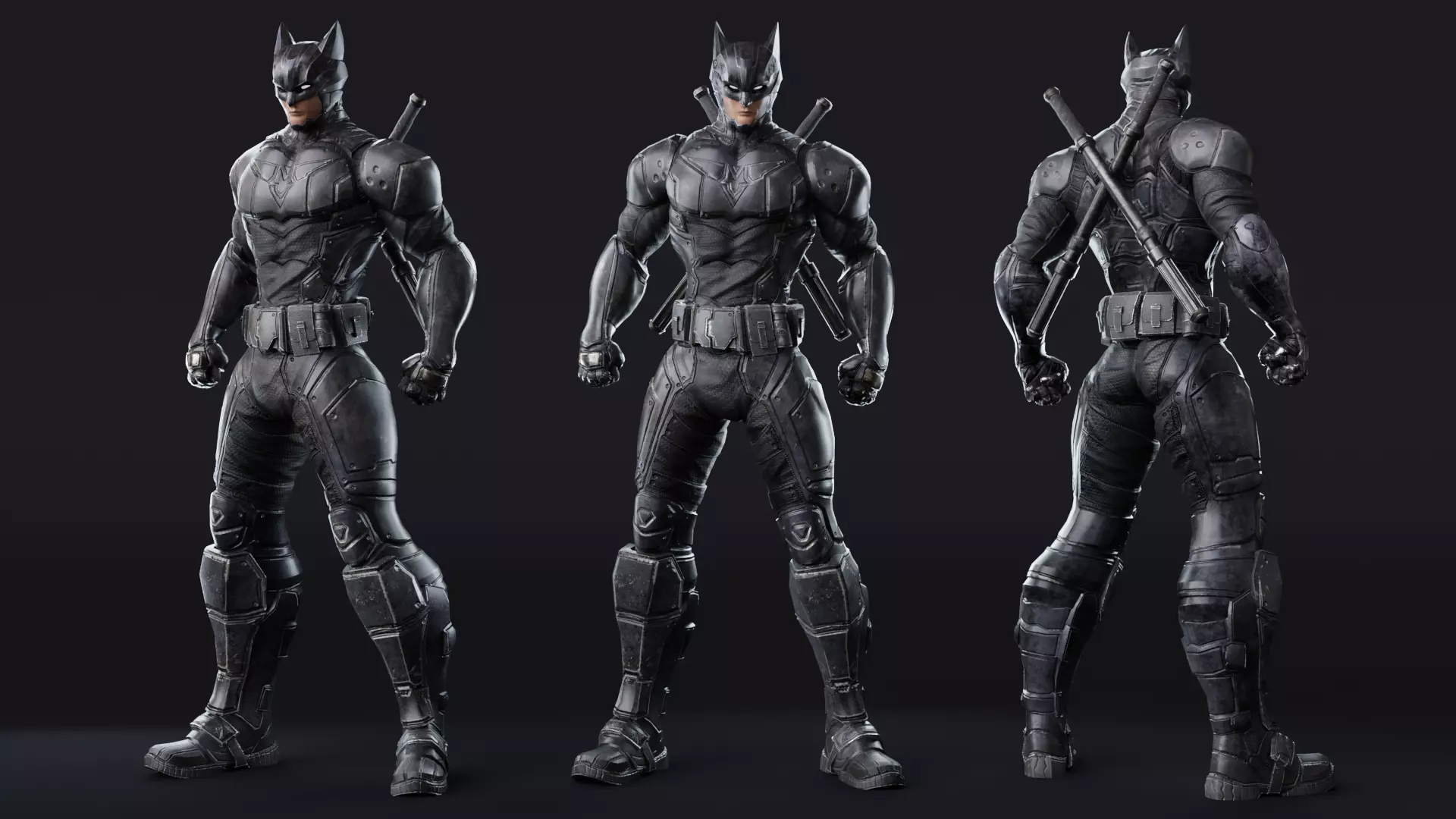 Male Superhero Game Character - Howlman Low-poly 3D model_9