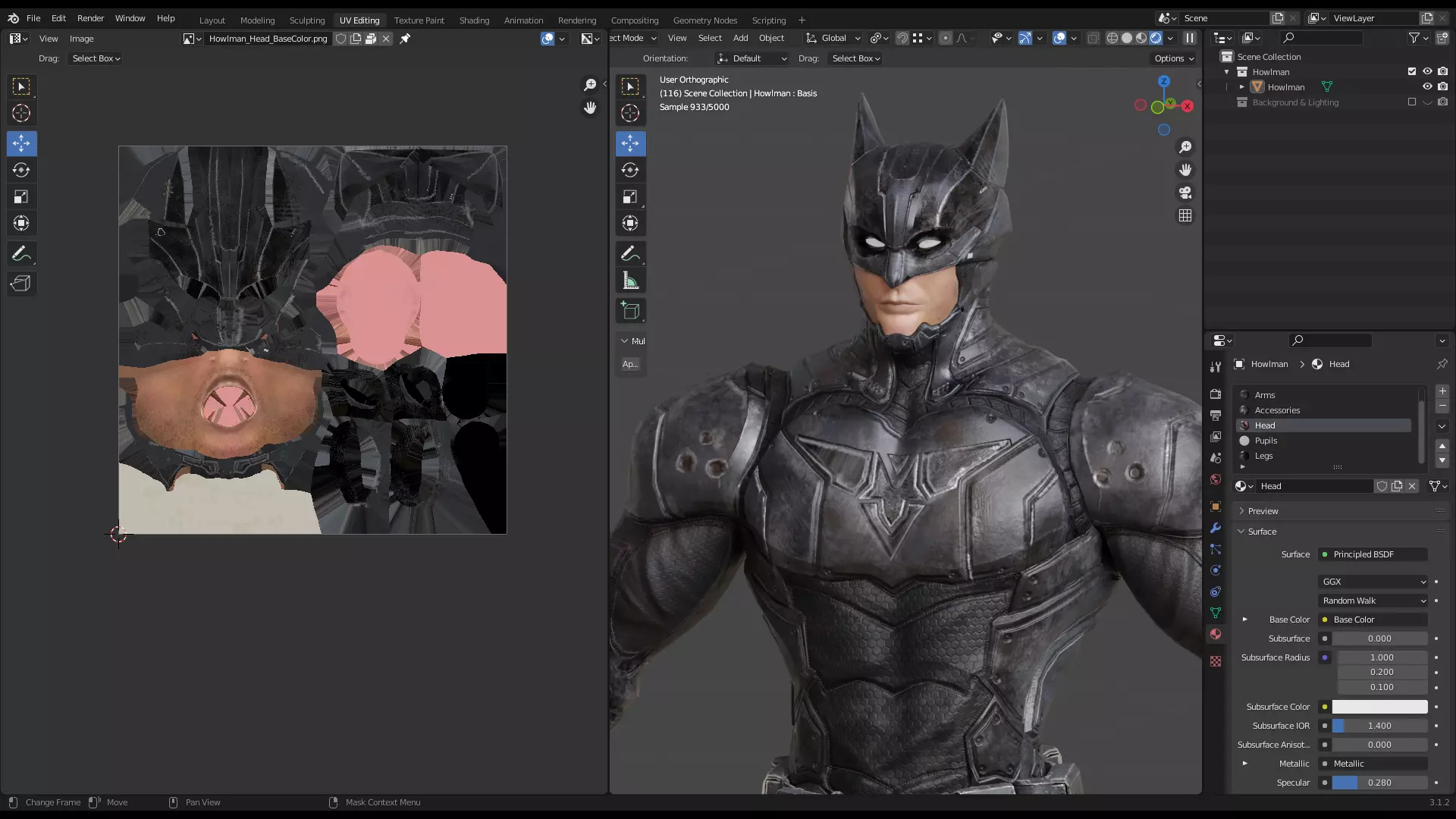 Male Superhero Game Character - Howlman Low-poly 3D model_24