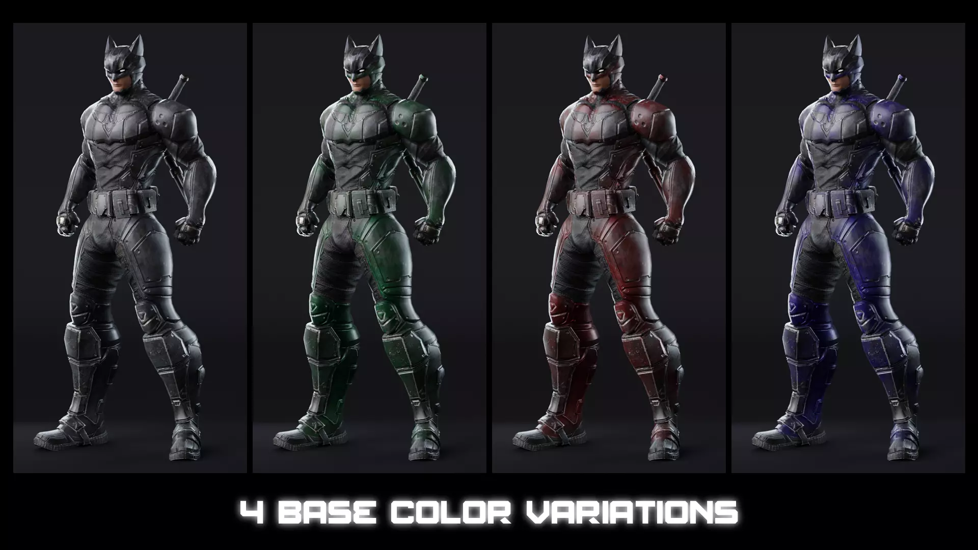 Male Superhero Game Character - Howlman Low-poly 3D model_8