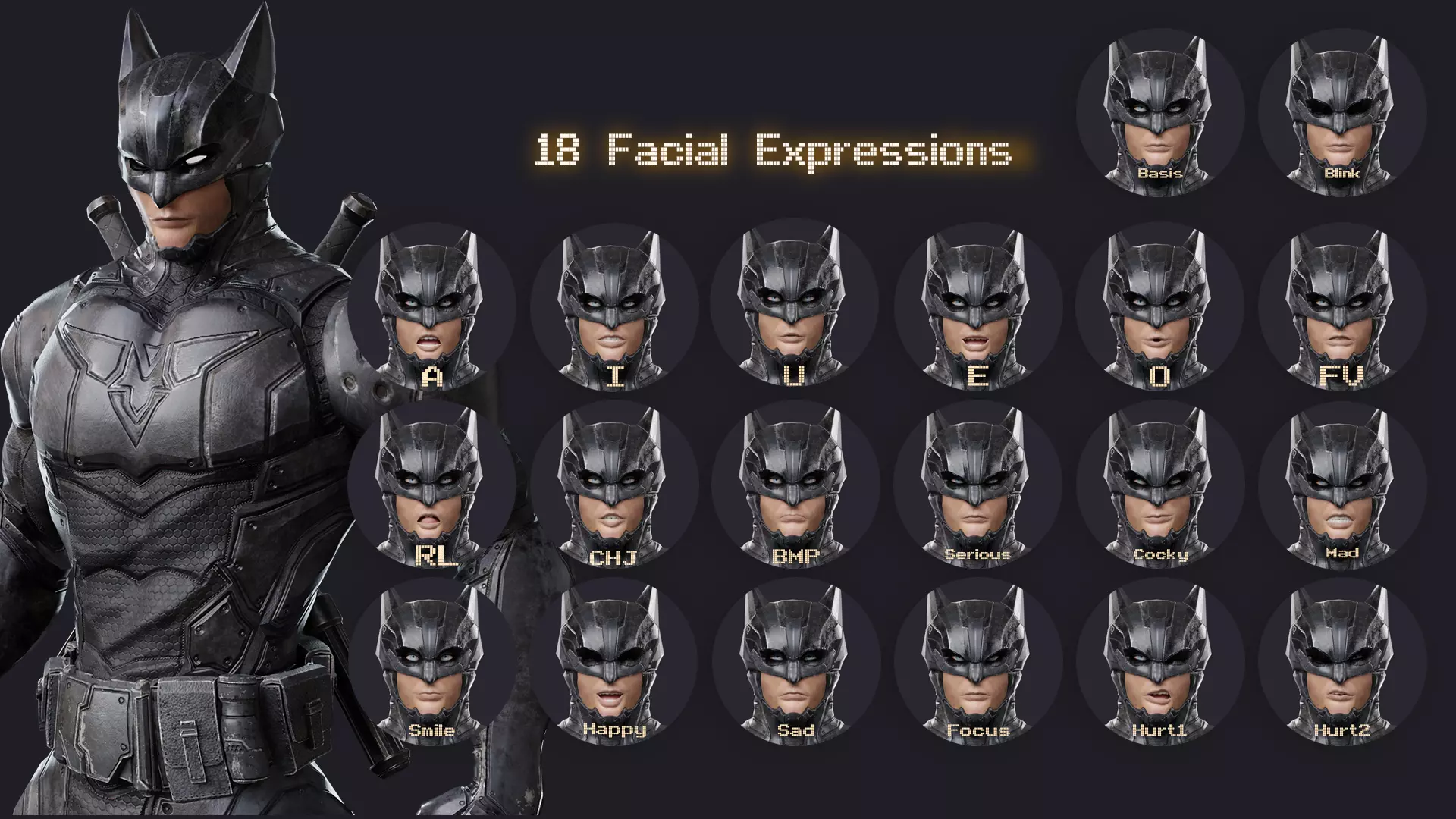 Male Superhero Game Character - Howlman Low-poly 3D model_19