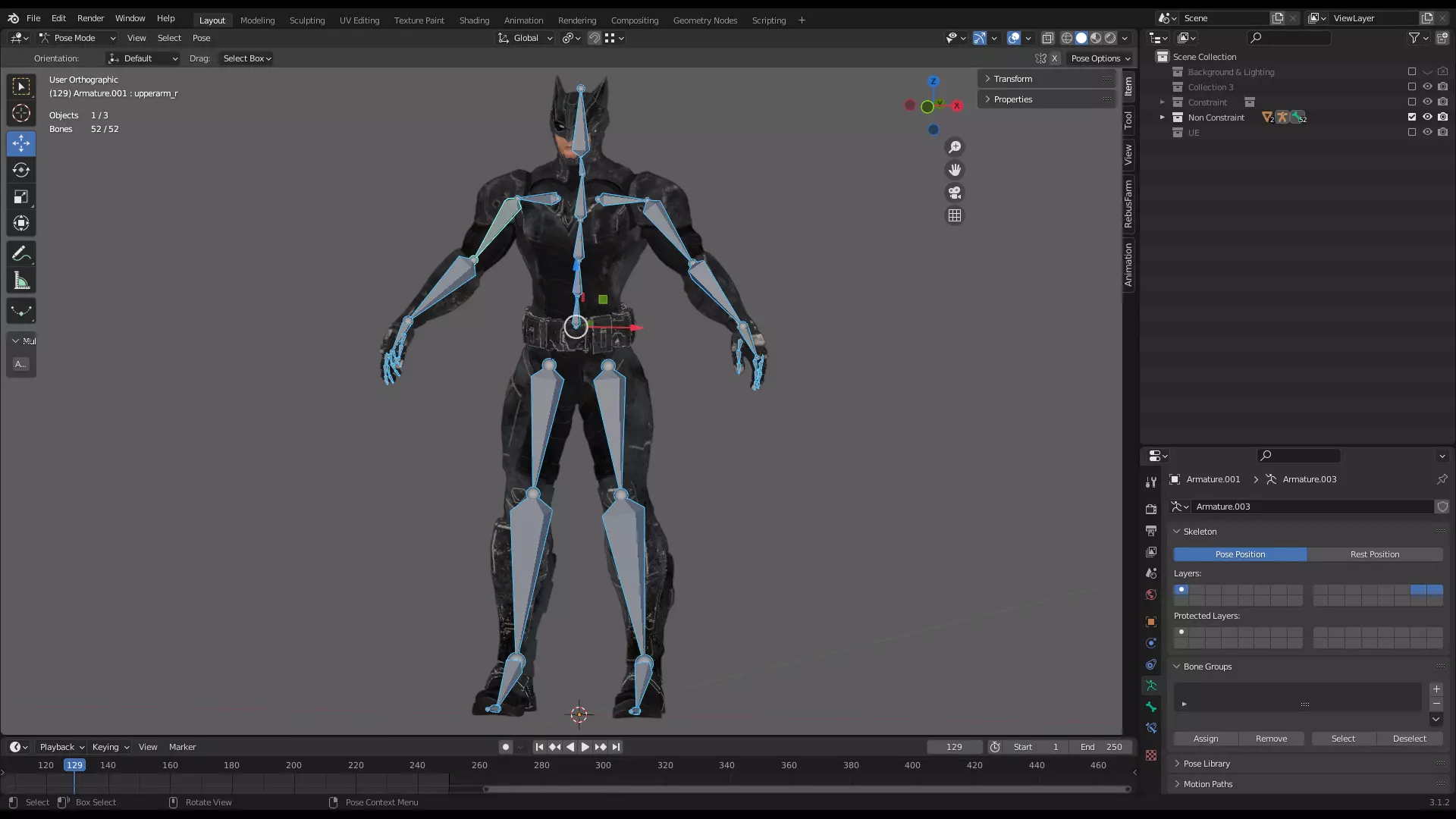 Male Superhero Game Character - Howlman Low-poly 3D model_27