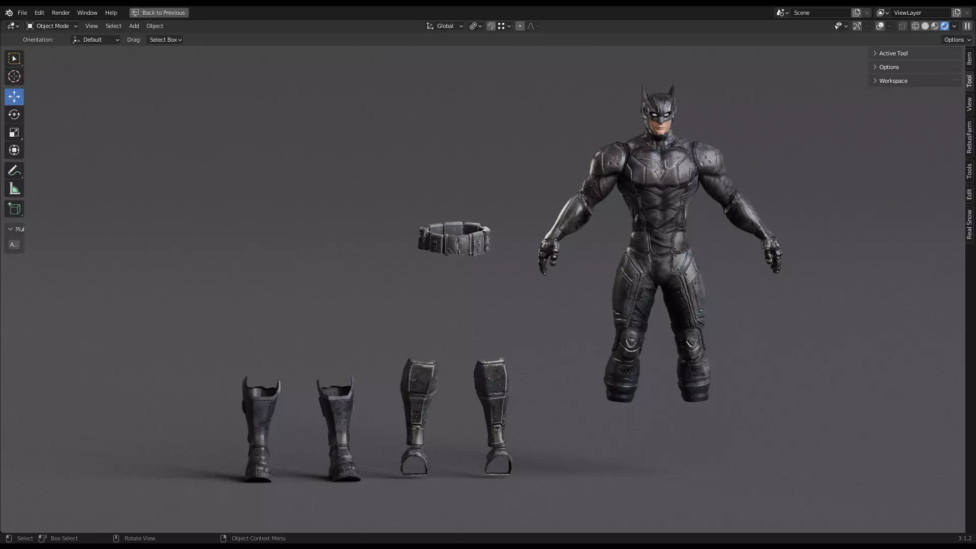 Male Superhero Game Character - Howlman Low-poly 3D model_21
