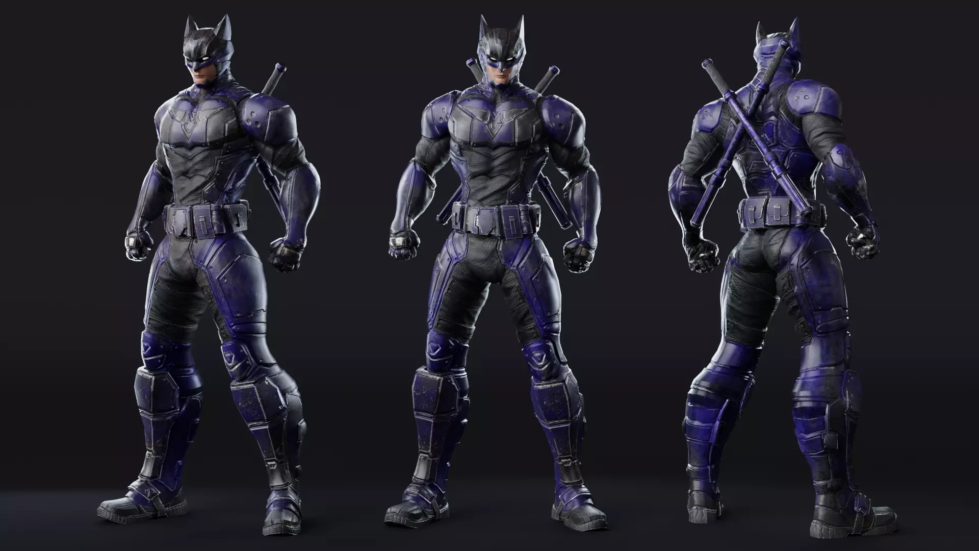 Male Superhero Game Character - Howlman Low-poly 3D model_12