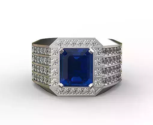 DIAMOND OCTAGON CUT MAN RING WHITE GOLD GENTLEMAN 3D print model
