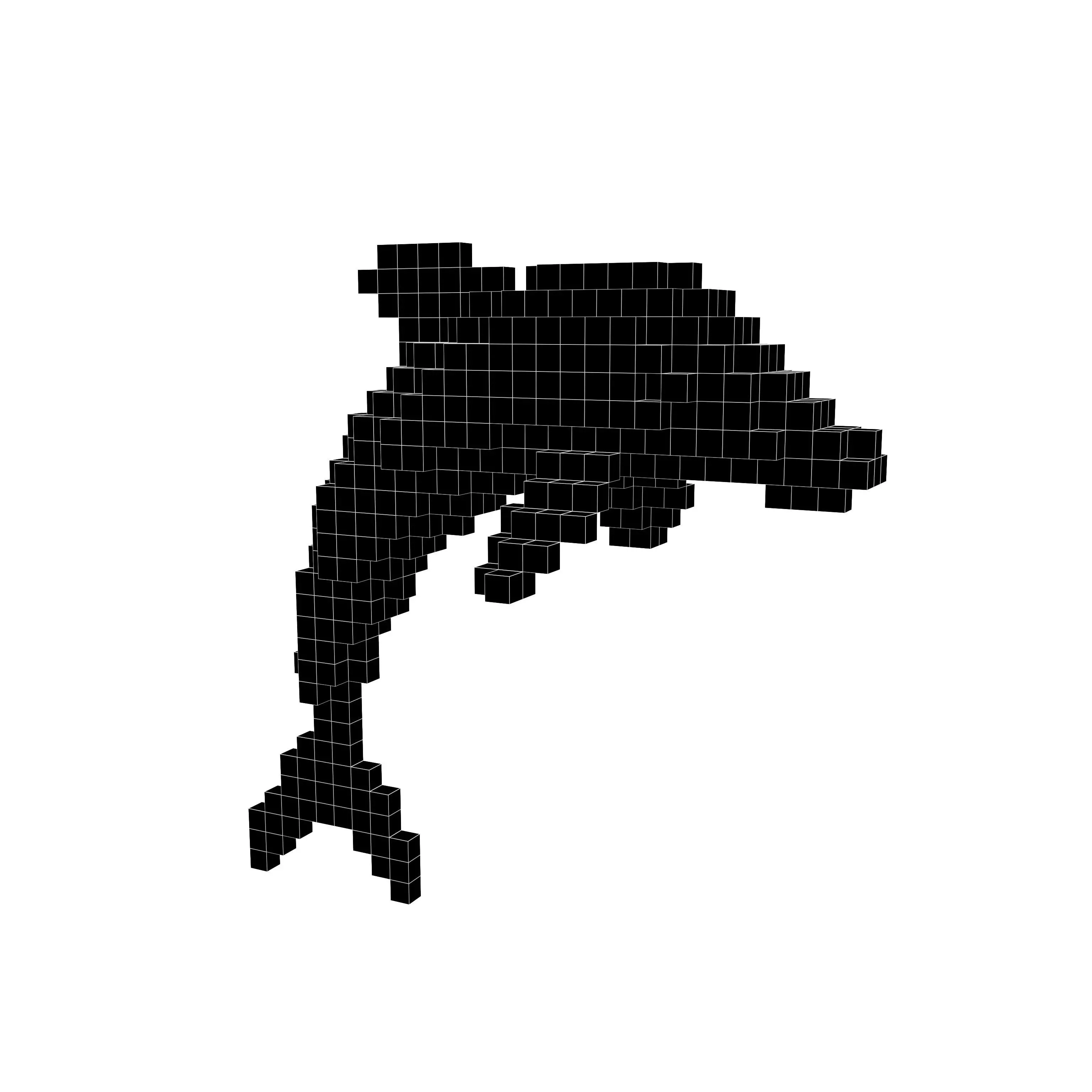 Voxel Dolphin v1 001 Low-poly 3D model_4