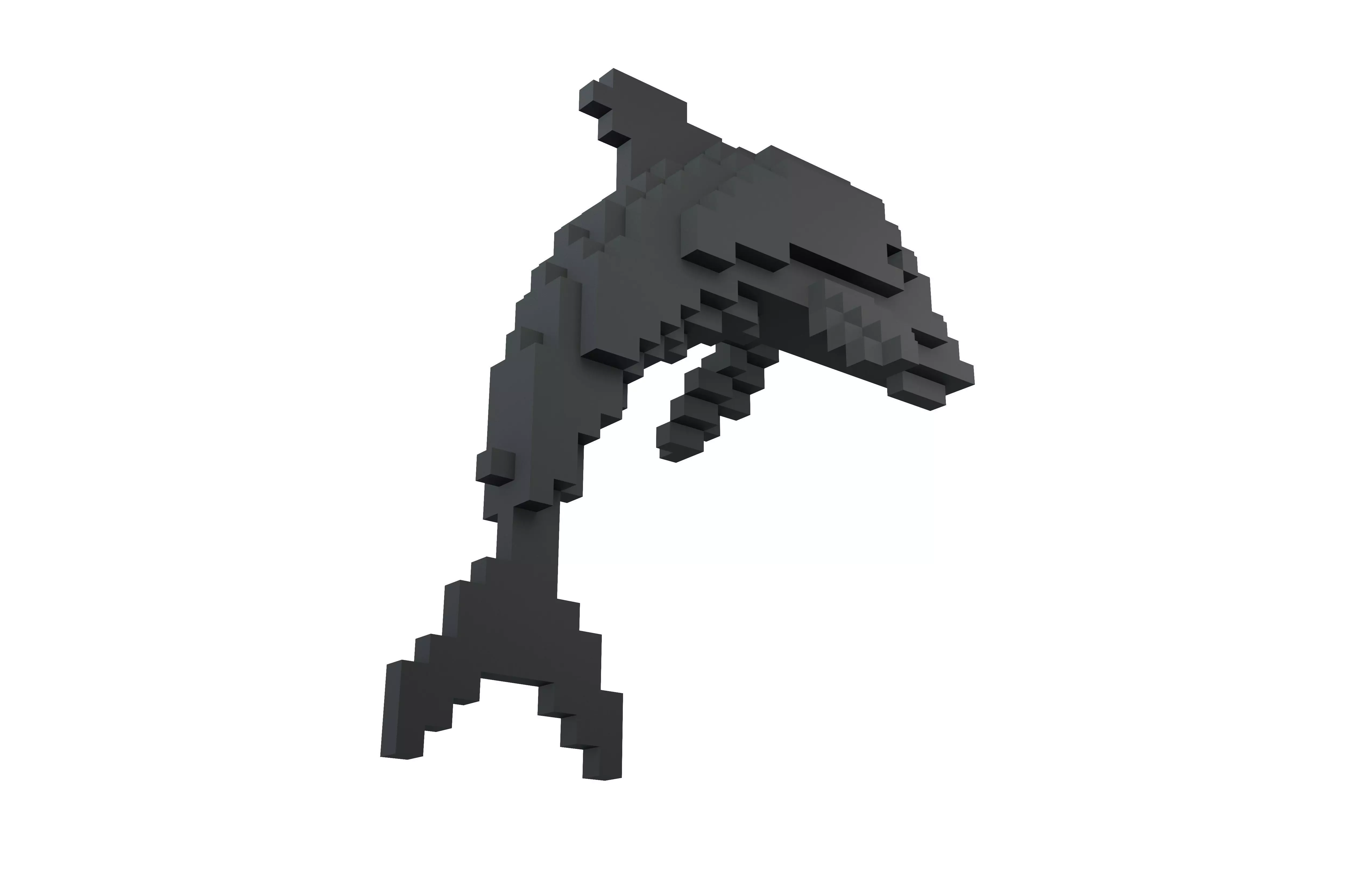 Voxel Dolphin v1 001 Low-poly 3D model_3