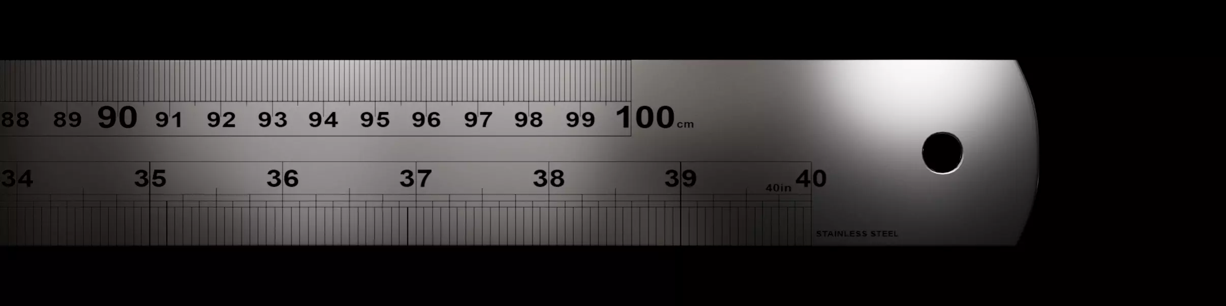 Stainless Steel Ruler 100cm 40inch Metric and Imperial Scale Low-poly 3D model_0