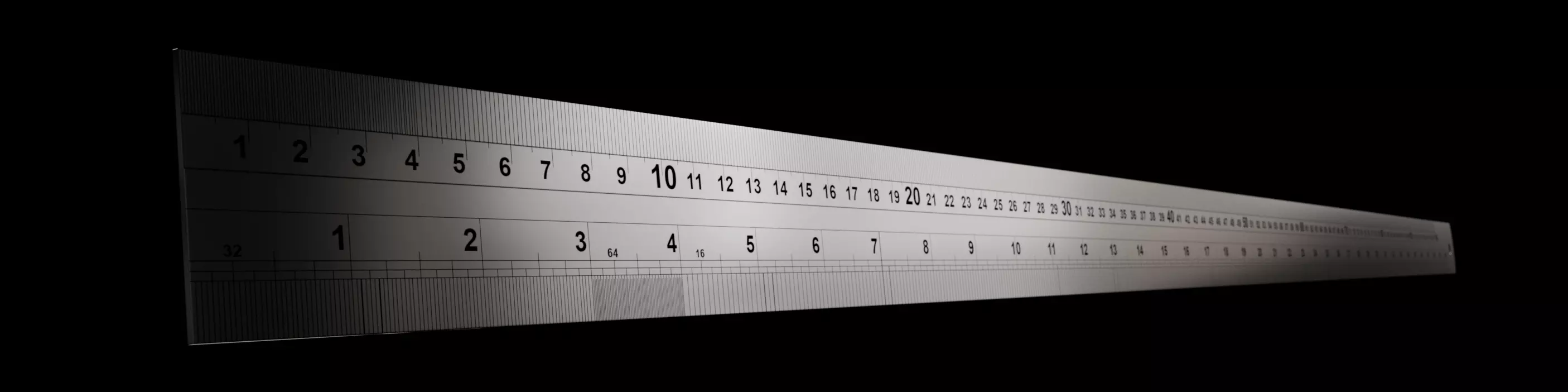 Stainless Steel Ruler 100cm 40inch Metric and Imperial Scale Low-poly 3D model_2