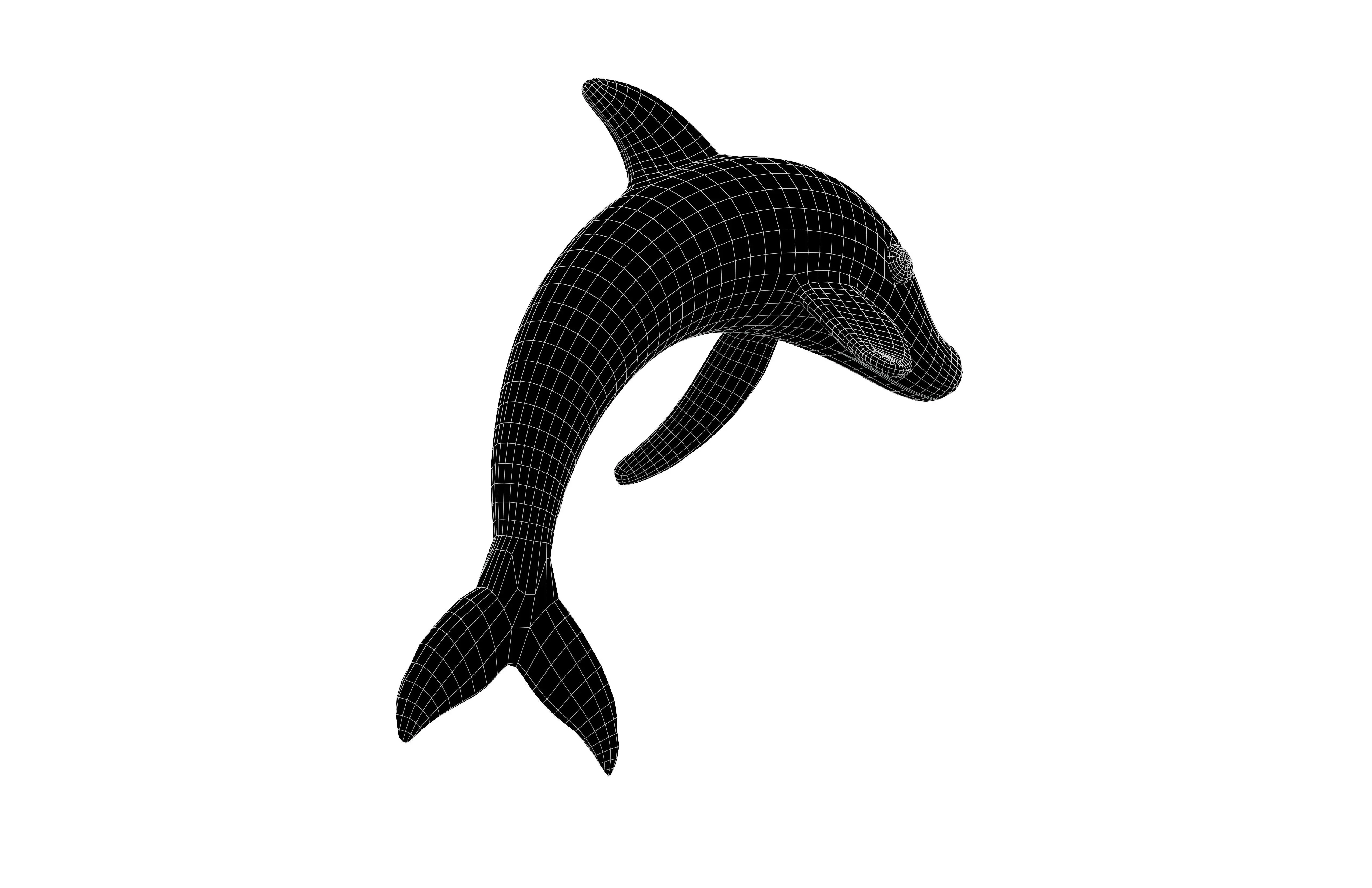 Dolphin Icon v1 003 Low-poly 3D model_7