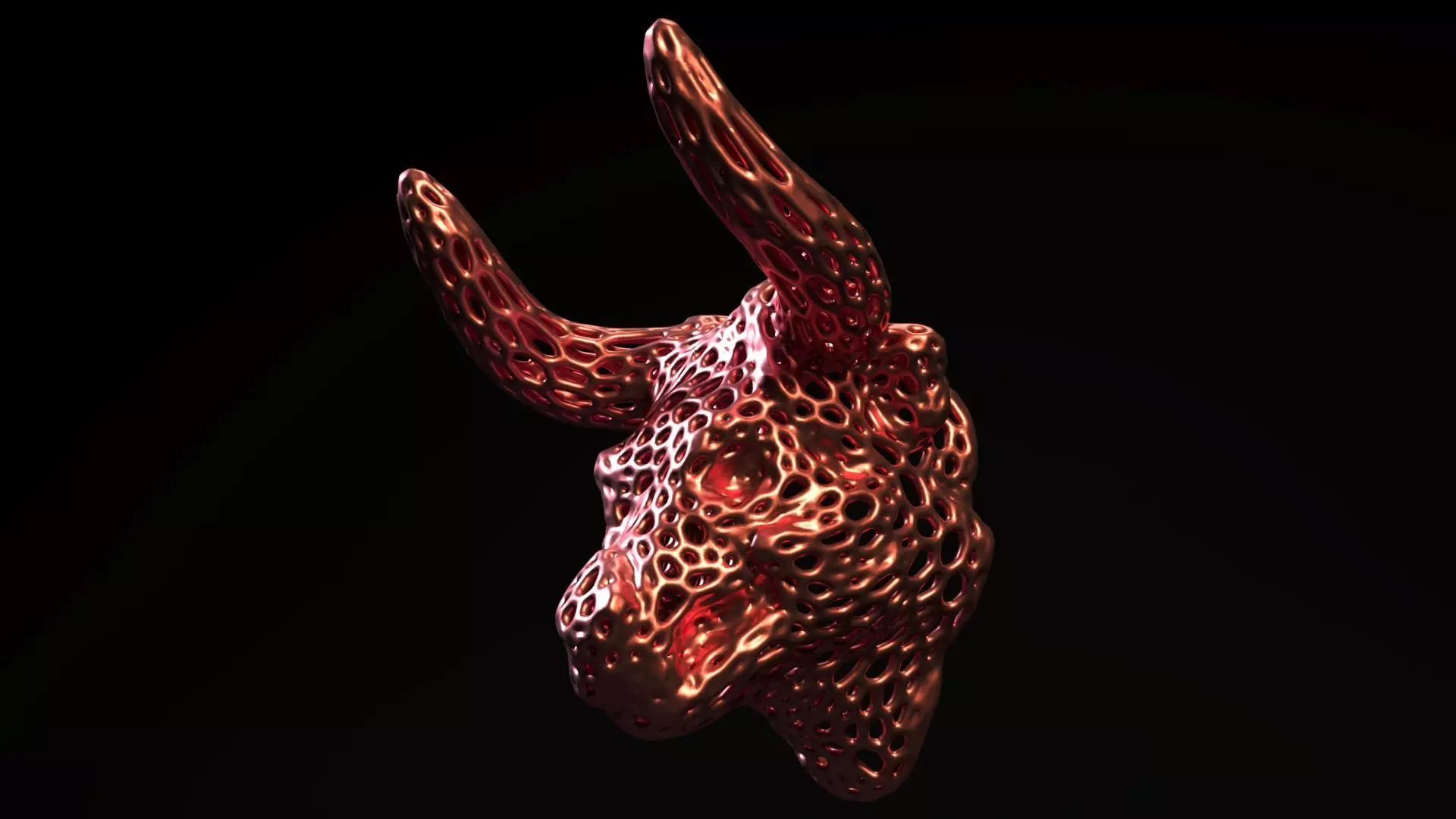 Bull head Voronoi 3D print model_0