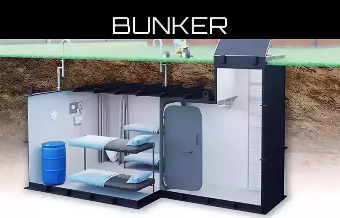 Realistic Underground Bunker Interior Low-poly 3D model