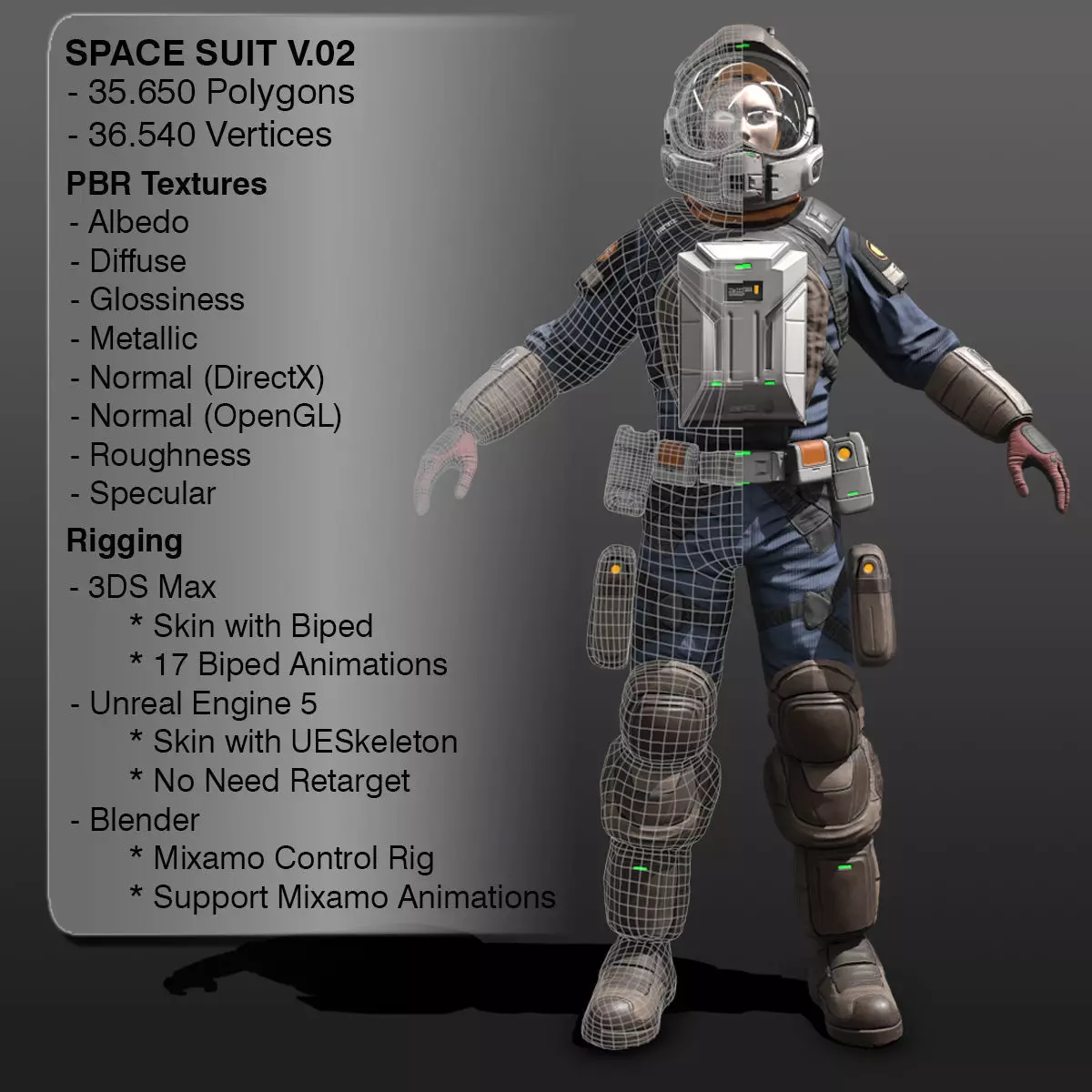 Space Marshal Male Low-poly 3D model_2