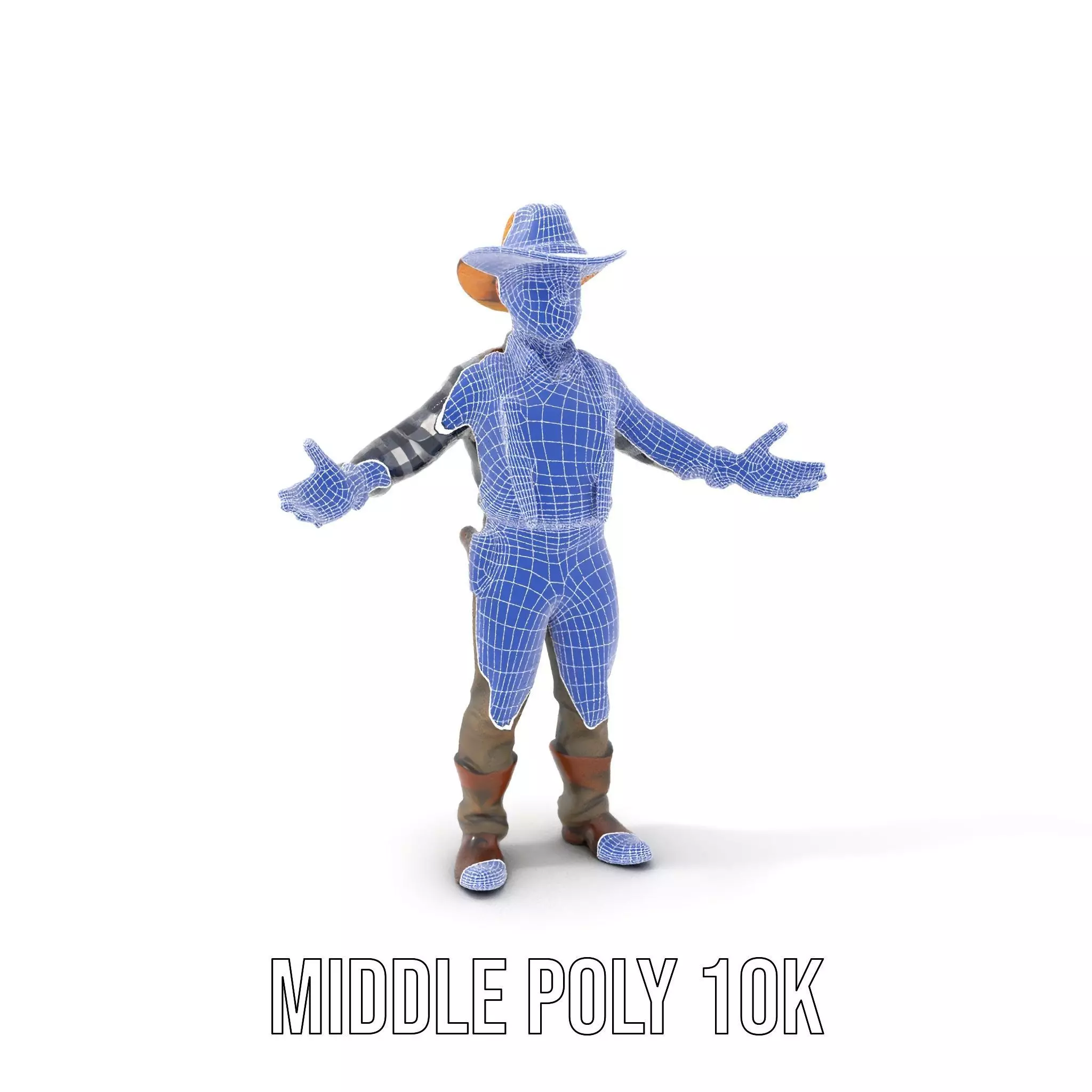 Cowboy Character Rigged and Animated Model Low-poly 3D model_29