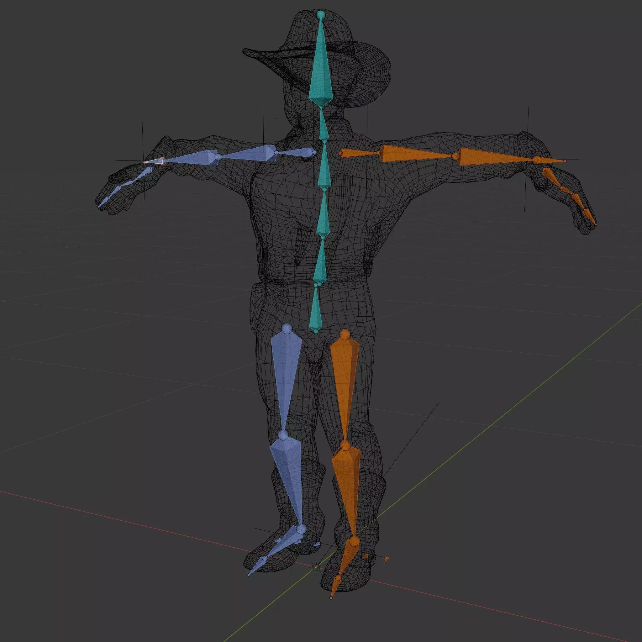 Cowboy Character Rigged and Animated Model Low-poly 3D model_6