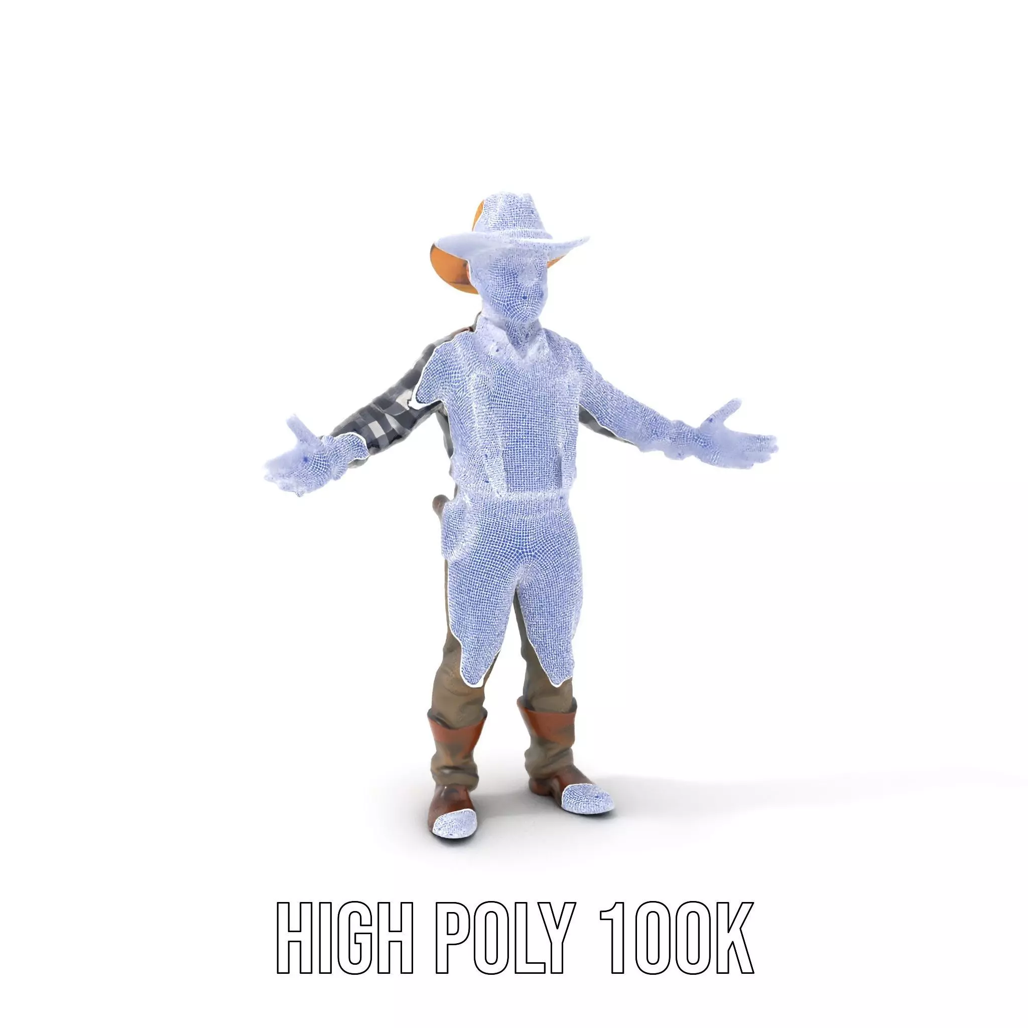 Cowboy Character Rigged and Animated Model Low-poly 3D model_4