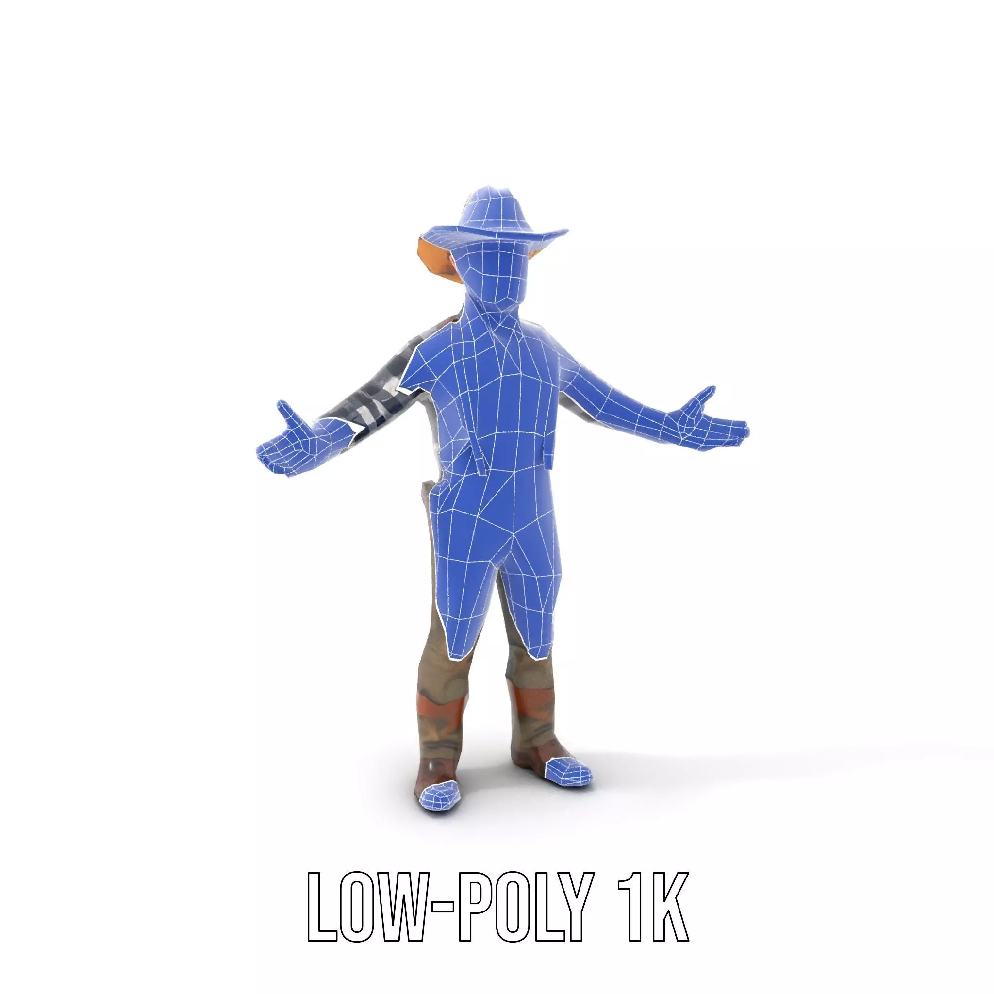 Cowboy Character Rigged and Animated Model Low-poly 3D model_27