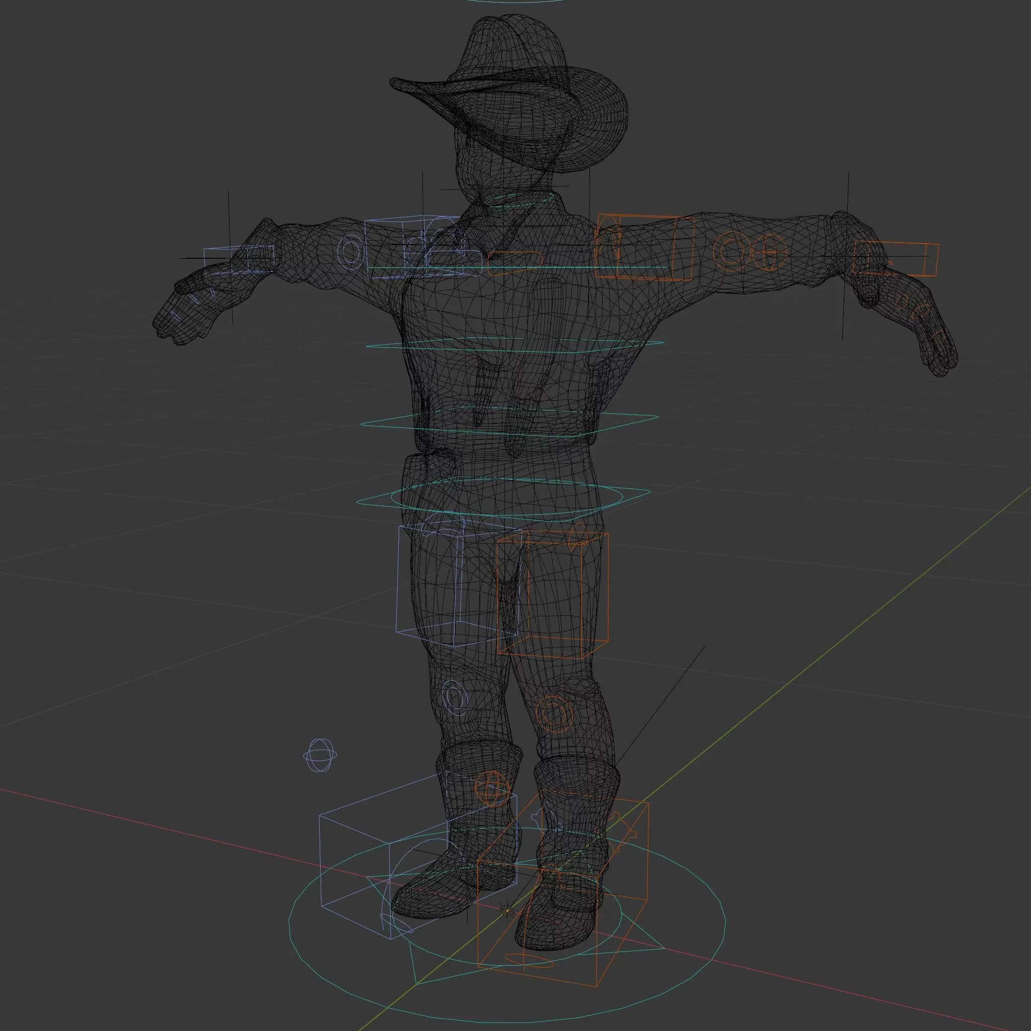 Cowboy Character Rigged and Animated Model Low-poly 3D model_5