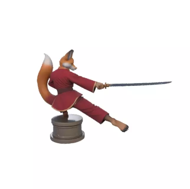 1645Color 3D Model of a Fox Woman Practicing Kung Fu 3D print model_2