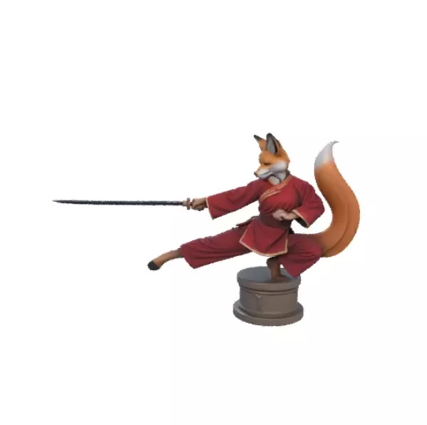 1645Color 3D Model of a Fox Woman Practicing Kung Fu 3D print model_3